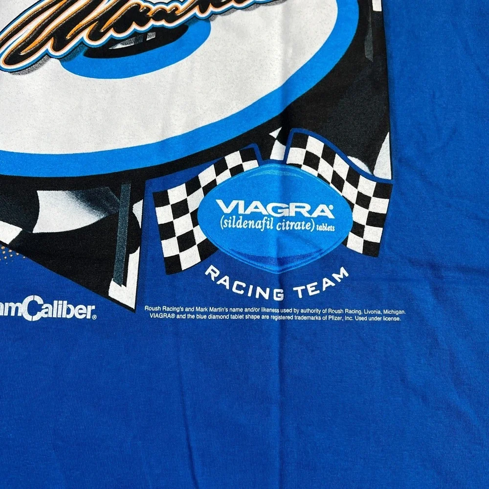 Vintage 2000s Mark Martin Racing Team NASCAR T-Shirt Blue Size‎ L